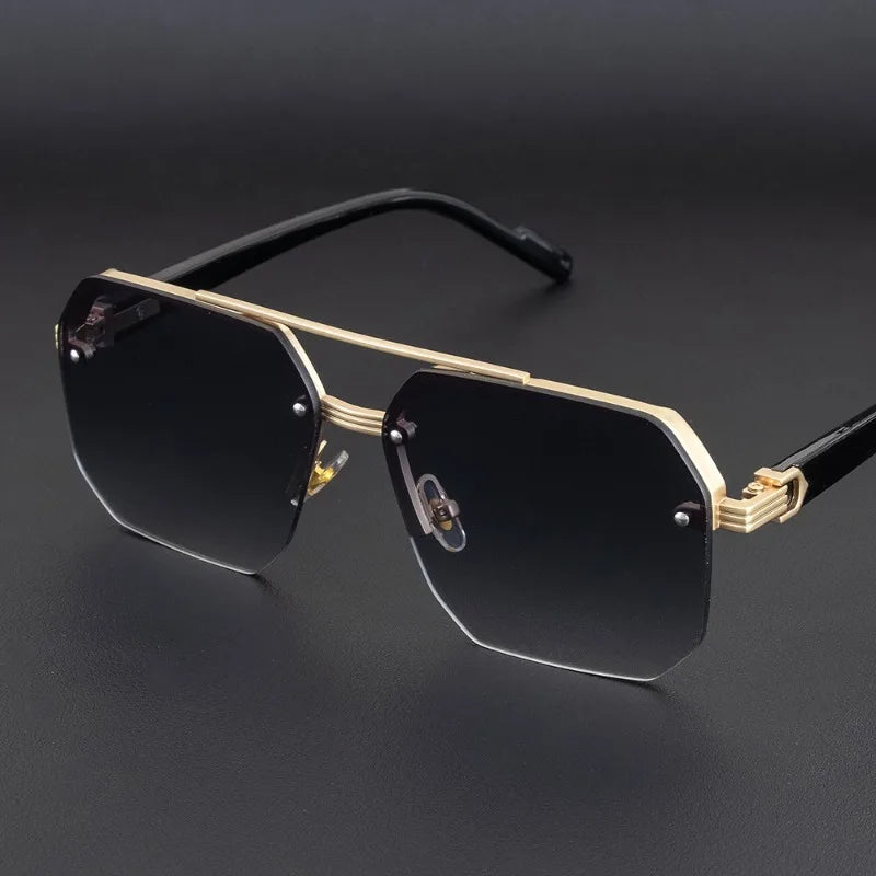 Dark Slate Gray New Retro Double Bridges Square Eyewear Metal Men Sunglasses Fashion Gradient Shades UV400 Women Sun Glasses