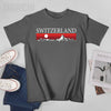 Unisex Men Swiss Alps And Red Sunset Switzerland Mountains Tshirt Tees O-neck T Shirts Women Boys 100% Cotton T-Shirt