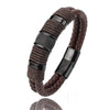 White Smoke Luxury Vintage Multilayer Brown Leather Stainless Steel  Men Bracelet Bead Bracelet Jewelry Male Wrist Bangle Christmas Gifts