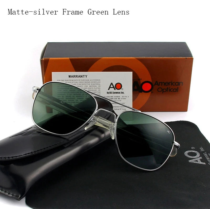 White Smoke Pilot AO Sunglasses Men Top Quality Brand Designer AGX Tempered Glass Lens Sun Glasses Male