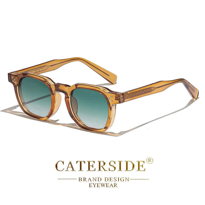 White Smoke CATERSIDE Fashion Men Sunglasses Small Frame Square Personalized Design Sun Glasses Women Travel Party Business Festival Gift