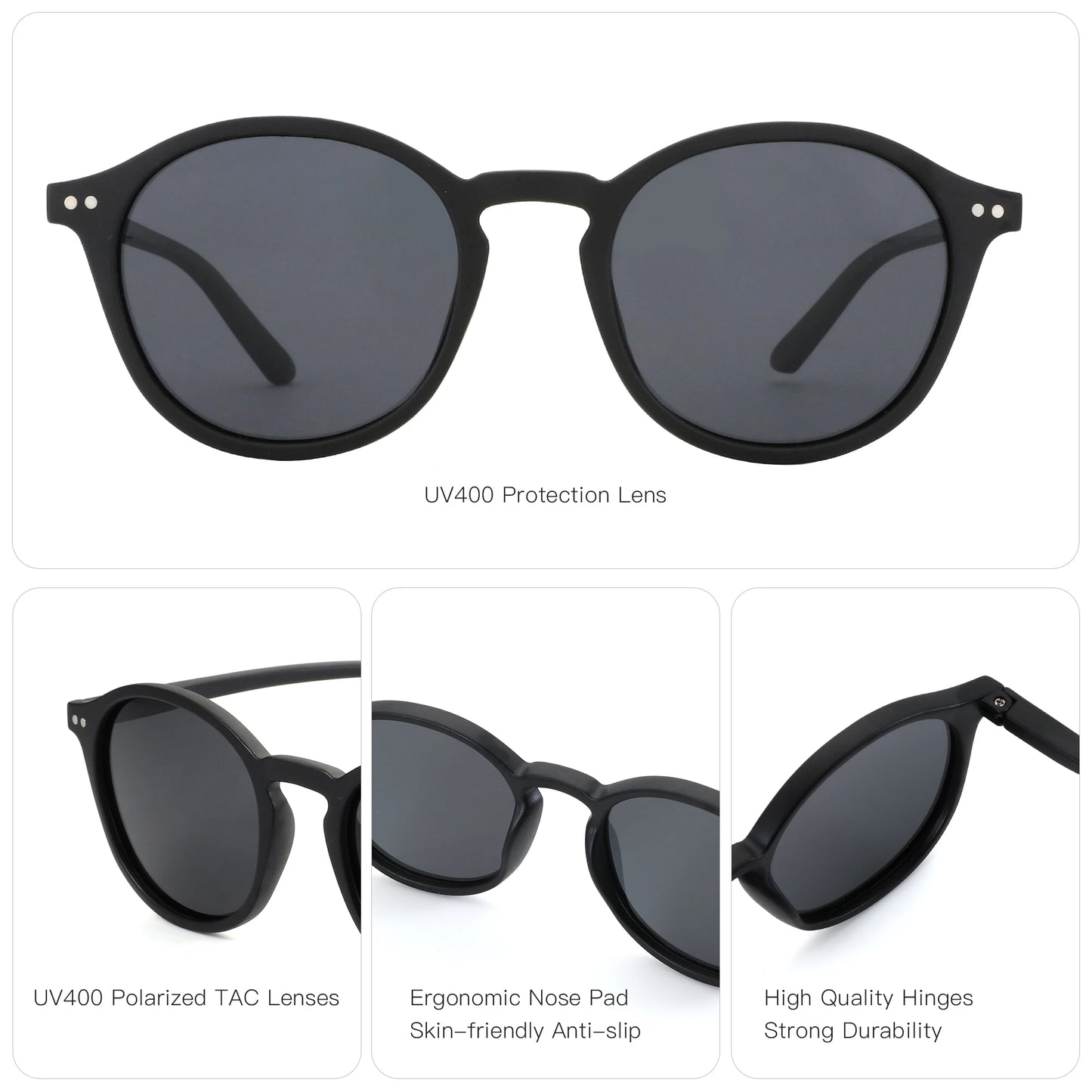 White Smoke ZENOTTIC Retro Small Round Polarized Sunglasses Men Women Lightweight Vintage UV400 Polarized Lenses Fashion Shades