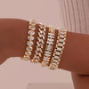 Dark Gray Paperclip Chain Bracelet 14K Gold Plated Cubic Zirconia Watch Strap Chunky Link Adjustable Stackable Jewelry For Women Girl Gift