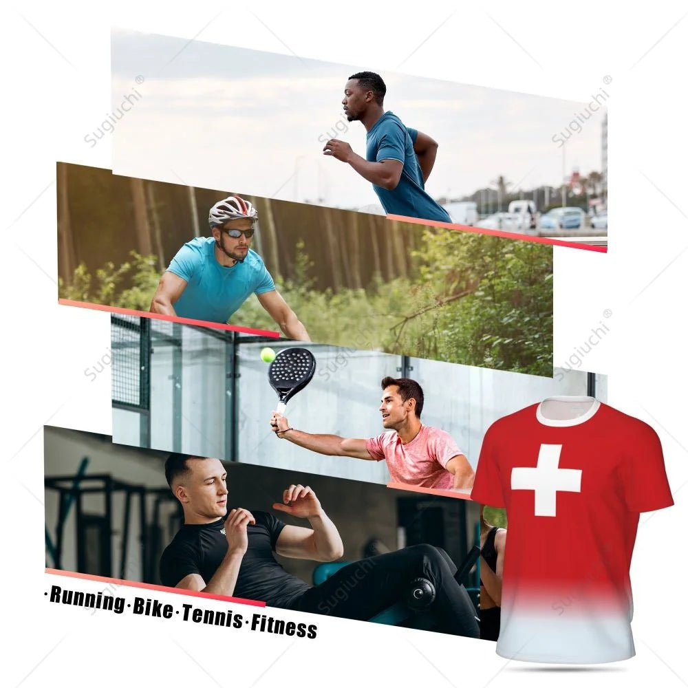 Sports Mesh T-shirt Switzerland Swiss Flag For Running Bike Soccer Tennis Football Fitness Tees 3D Printed