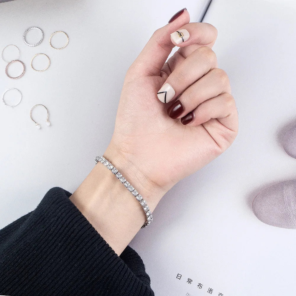 Lavender Lihong S925 Sterling Silver Bracelet Zirconia Tennis Ball Women Fashion Simple Engagement Wedding Charm Jewelry 4mm 16-20cm