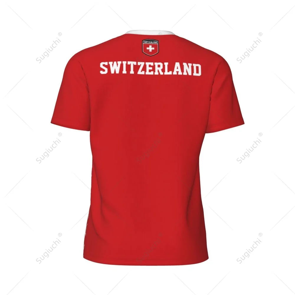 Exclusive design Switzerland Flag Grain 3D Printed Men For Running Bike Soccer Tennis Fitness Sports tshirt Mesh Short T-shirt