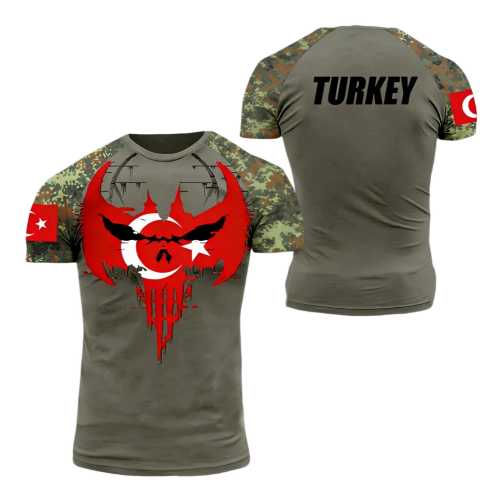 Men's T-shirts with Turkish flag camouflage print, Summer clothing with a crew neck, Fashionable plus-size short-sleeve tops streetwear fashion product image 29