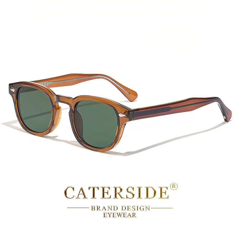 White Smoke CATERSIDE Retro Round Men Sunglasses Punk Propionic Acid Pin Temple Luxury Sun Glasses Women Sports Leisure Party Eyewear UV400