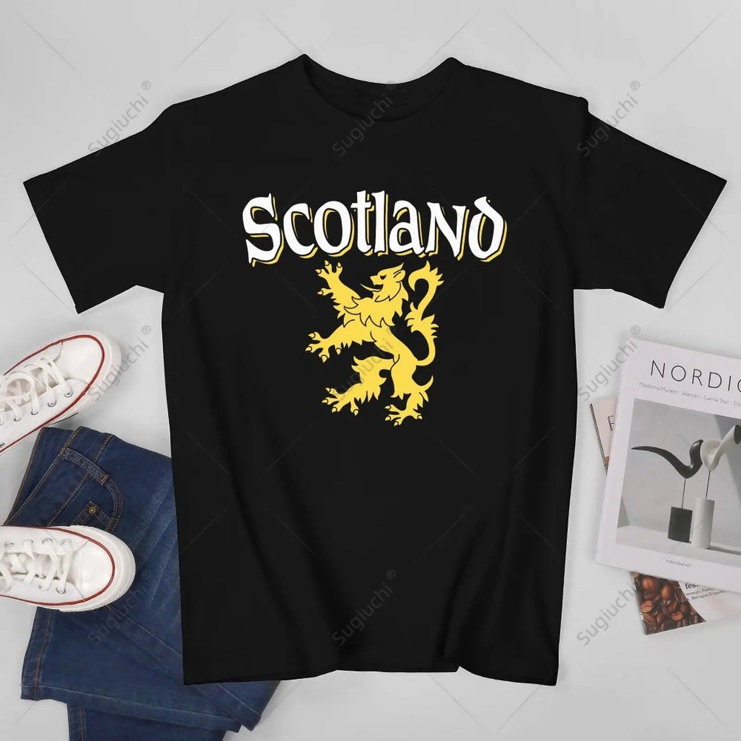 Unisex Men Scotland Rampant Lion Tshirt Tees T Shirts Women Boys 100% Cotton T-Shirt