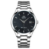White Smoke Orient Automatic Men's Watch, Black Dial Stainless Steel Band, Water Resistant Classic Business Wristwatch with Date Display
