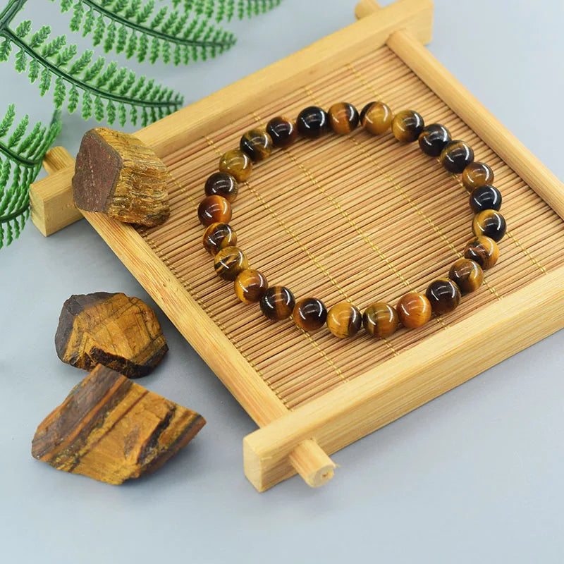 Sandy Brown 5A Natural Tiger Eye Bracelets Men Women Charm Natural Stone Jewelry Health Protection Soul Healing Couple Crystal Bead Bracelet