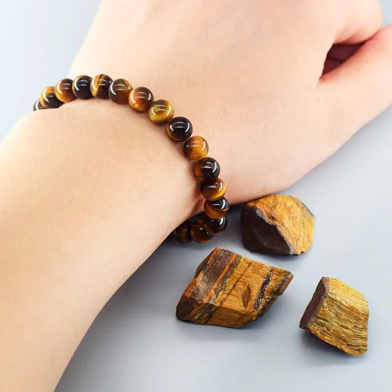Wheat 5A Natural Tiger Eye Bracelets Men Women Charm Natural Stone Jewelry Health Protection Soul Healing Couple Crystal Bead Bracelet