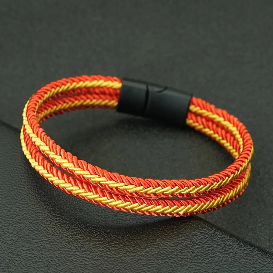 Dark Slate Gray Noter Grade A Ethnic Fabric String Bracelet For Men Double Layer 6 Colors Available Sports Sweat Absorbent Braslet Bangle Hombre