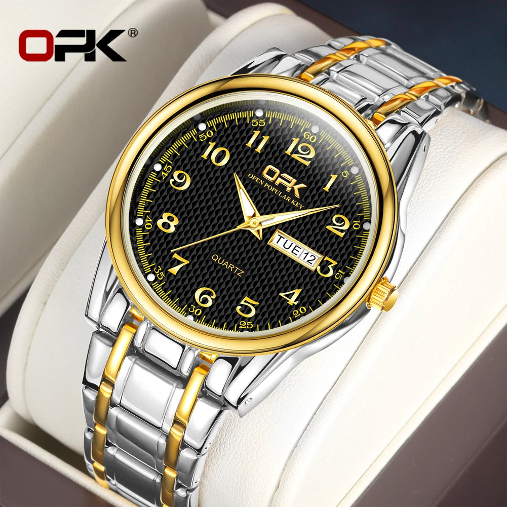 White Smoke OPK 8110 Ladies Watch Classic Simple Brand Quartz Watch Stainless Steel Strap Watch For Women Waterproof Luminous Day-Date Watch
