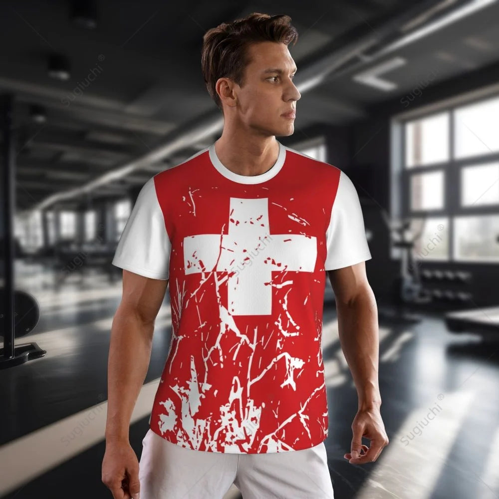 Exclusive design Switzerland Flag Grain 3D Printed Men For Running Bike Soccer Tennis Fitness Sports tshirt Mesh Short T-shirt streetwear fashion product image 44