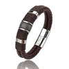 White Smoke Luxury Vintage Multilayer Brown Leather Stainless Steel  Men Bracelet Bead Bracelet Jewelry Male Wrist Bangle Christmas Gifts