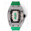 White Smoke 2025 Hot Selling Green Watch For Women Fashion Tonneau Quartz Clock Ladies Elegant Iced Diamond Jewelry Wrist Watch Girl Gift