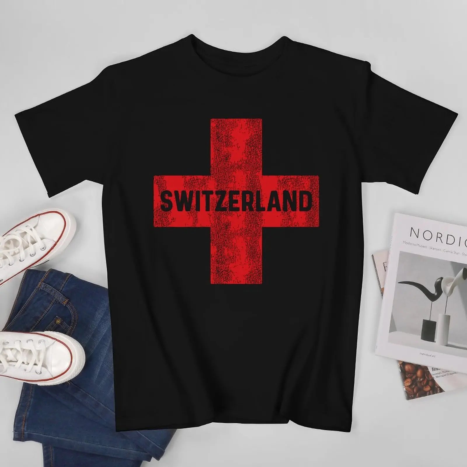 Men Retro Swiss Flag Of Switzerland Tshirt Tees O-neck T Shirts Women Boys 100% Cotton T-Shirt streetwear fashion product image 22