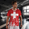 Exclusive design Switzerland Flag Grain 3D Printed Men For Running Bike Soccer Tennis Fitness Sports tshirt Mesh Short T-shirt