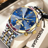 Seashell POEDAGAR Luxury High Quality Man Wristwatch Chronograph Stainless Steel Quartz Men's Watches Waterproof Luminous Men Clock Reloj