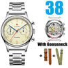White Smoke RED STAR 38mm Men's 1963 Chronograph Mechanical Watch Pilot with Seagull Movement ST1901 Air Force Aviation Sapphire Goose 40mm