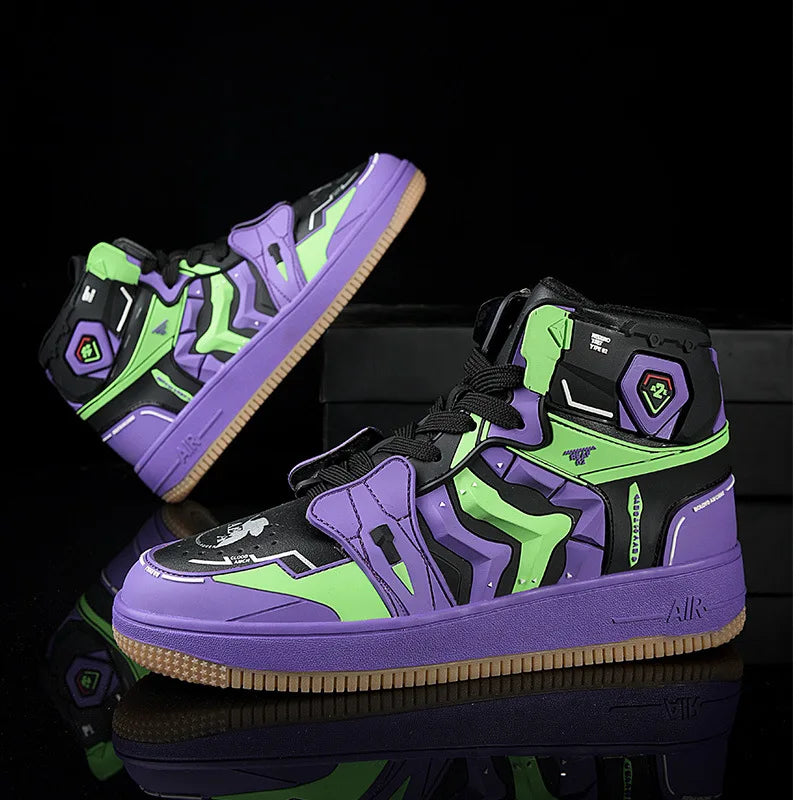 Futuristic High Top Sneakers – Streetwear Anime Style Shoes, Chunky Sole Statement Urban Trainers