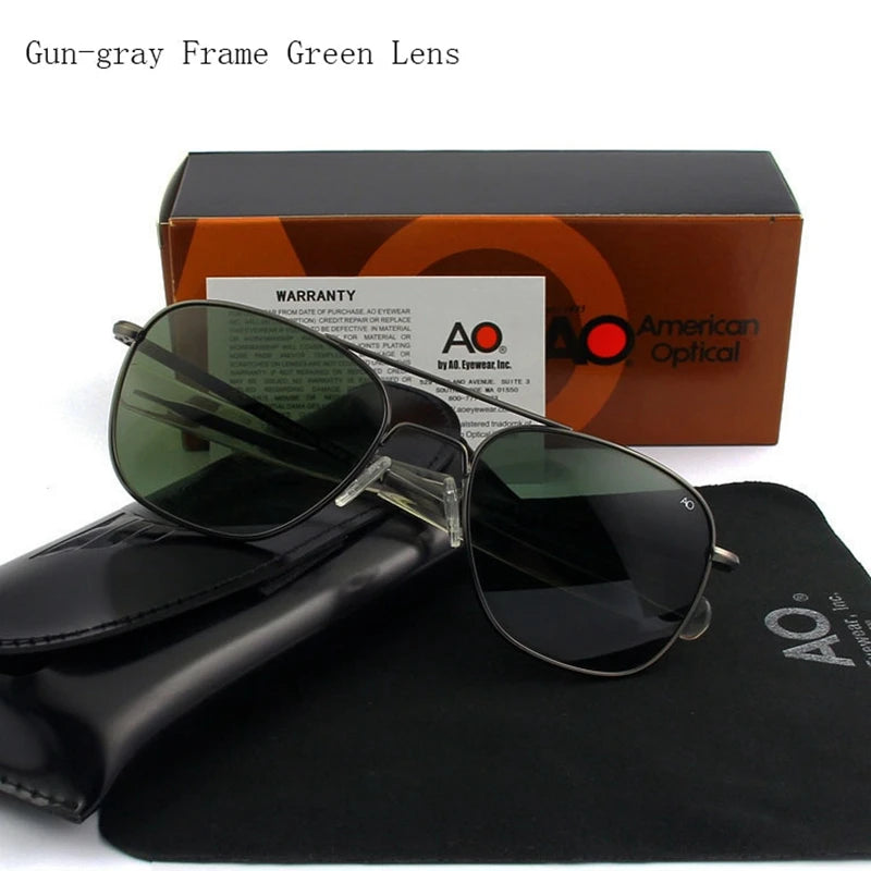 White Smoke Pilot AO Sunglasses Men Top Quality Brand Designer AGX Tempered Glass Lens Sun Glasses Male