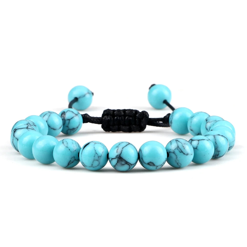 White Smoke 8mm Tiger Eye Stone Beads Bracelet Adjustable Braided Rope Bangles Natural Lava Rock Men Women Yoga Healing Balance Bracelets