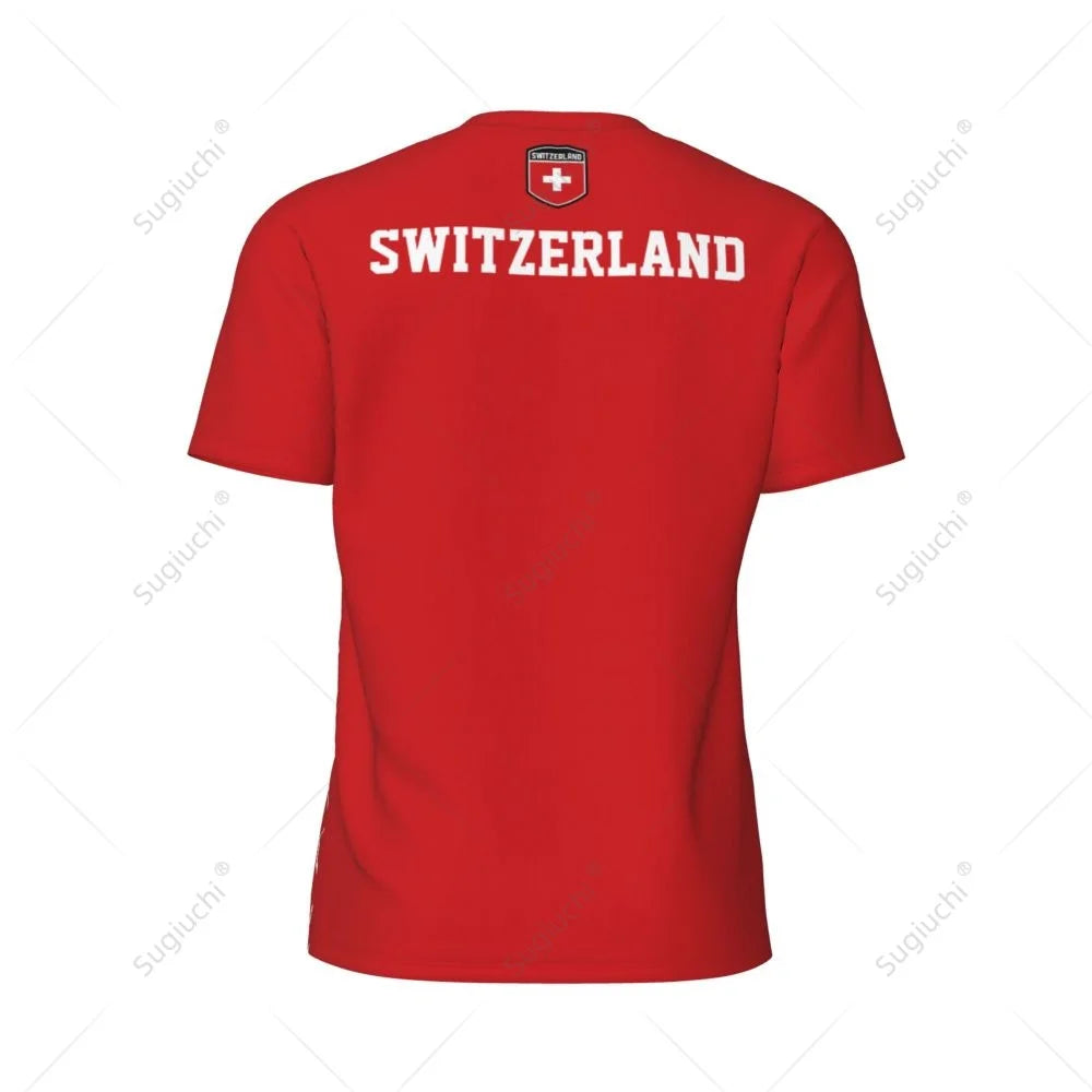 Exclusive design Switzerland Flag Grain 3D Printed Men For Running Bike Soccer Tennis Fitness Sports tshirt Mesh Short T-shirt