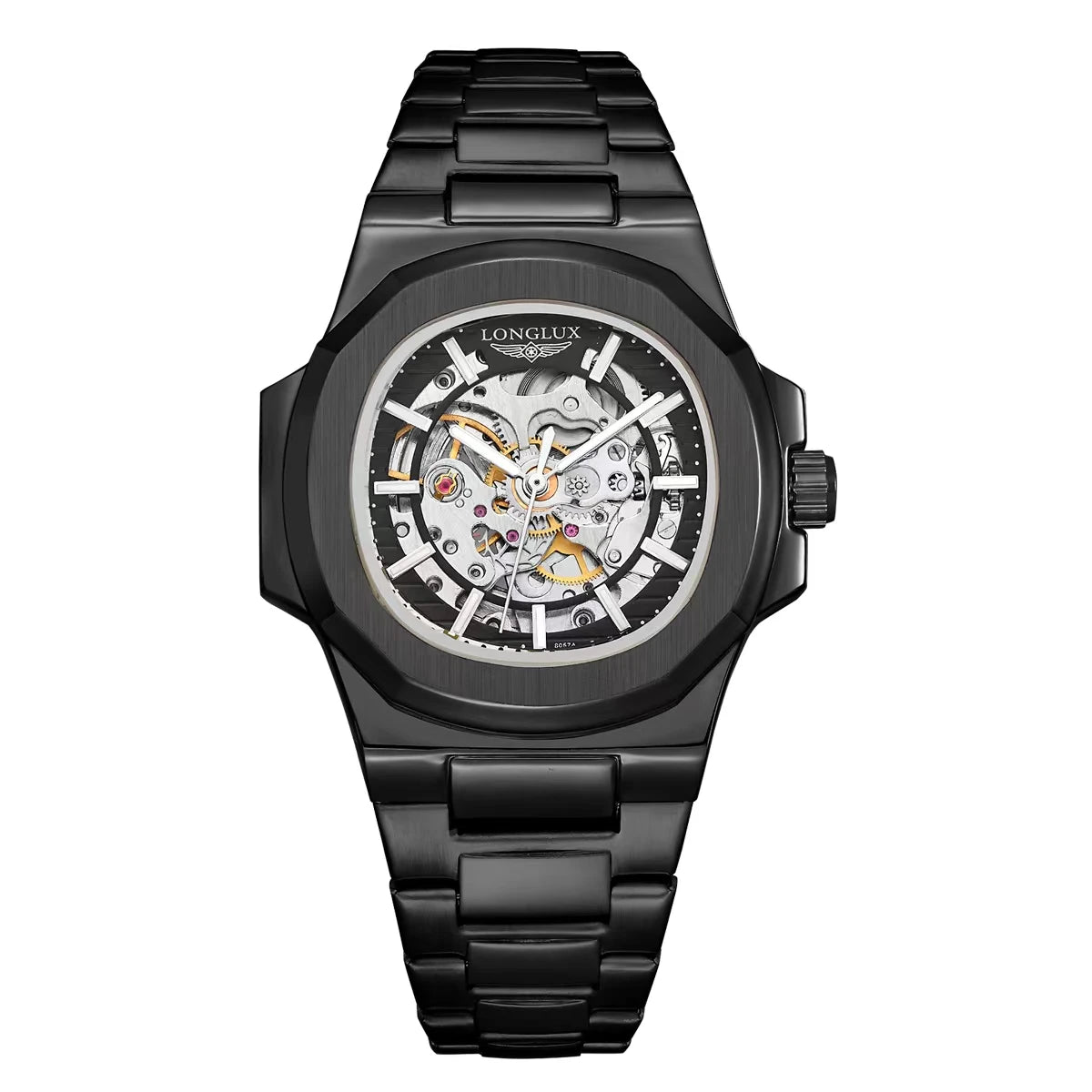 White Smoke LONGLUX Men automatic mechanical watch luxury watches waterproof skeleton business cheap wholesale stainless steel gift watch