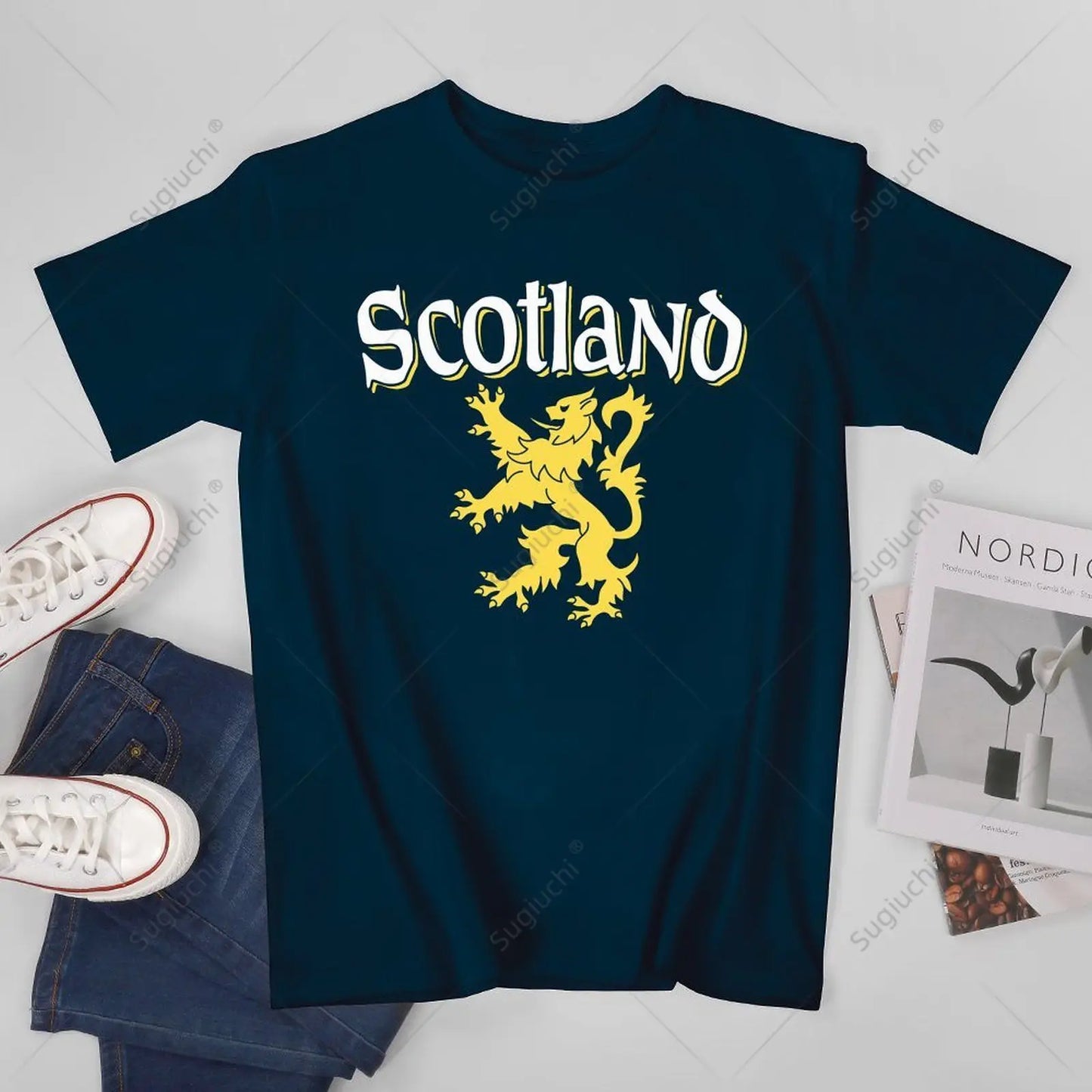 Unisex Men Scotland Rampant Lion Tshirt Tees T Shirts Women Boys 100% Cotton T-Shirt