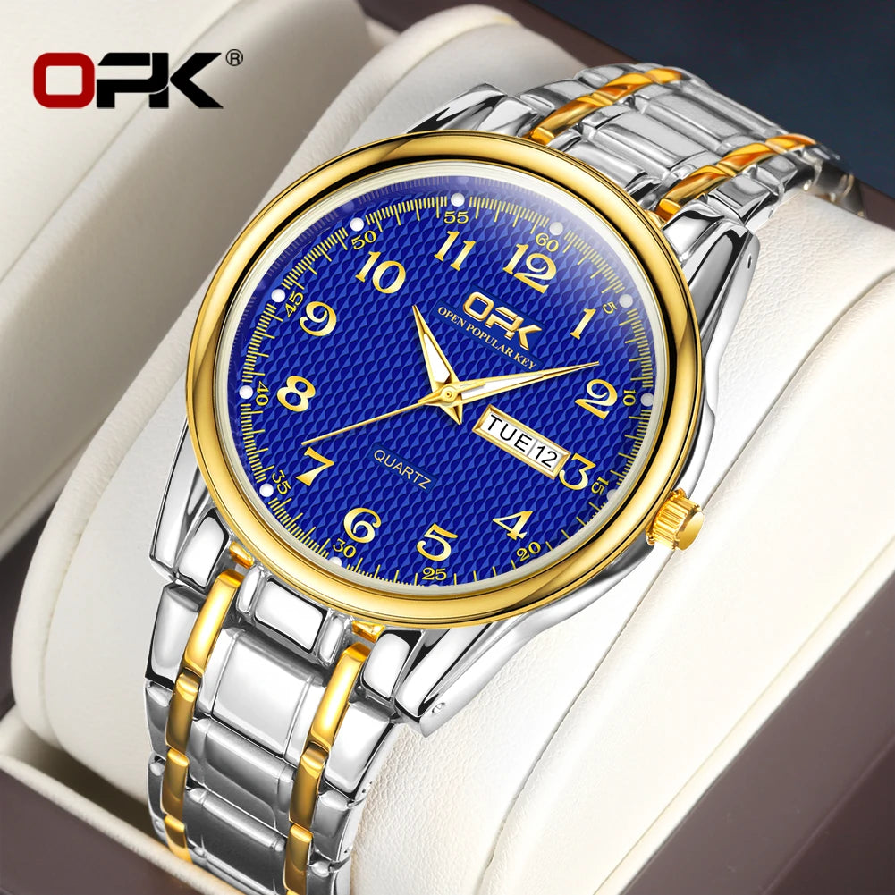 White Smoke OPK 8110 Ladies Watch Classic Simple Brand Quartz Watch Stainless Steel Strap Watch For Women Waterproof Luminous Day-Date Watch