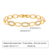 White Smoke Paperclip Chain Bracelet 14K Gold Plated Cubic Zirconia Watch Strap Chunky Link Adjustable Stackable Jewelry For Women Girl Gift