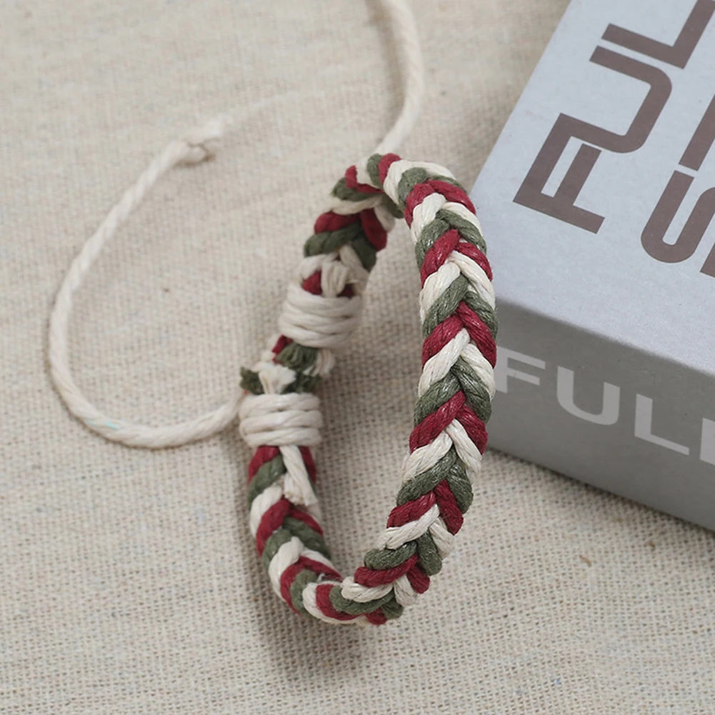 Gray DIY Handmade Braided Rope Bracelet Colorful Ethnic Weave Bangles Jewelry Gift