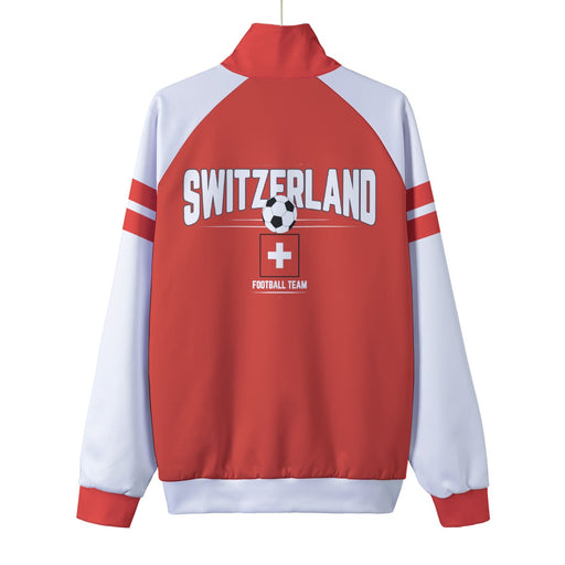 Switzerland Red and White Football Style Track Jacket – Game Day Streetwear Essential