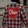 Ohio State - Buckeyes Plaid Game Day Jacket – Red Grey Stadium Style Streetwear for Football Fans