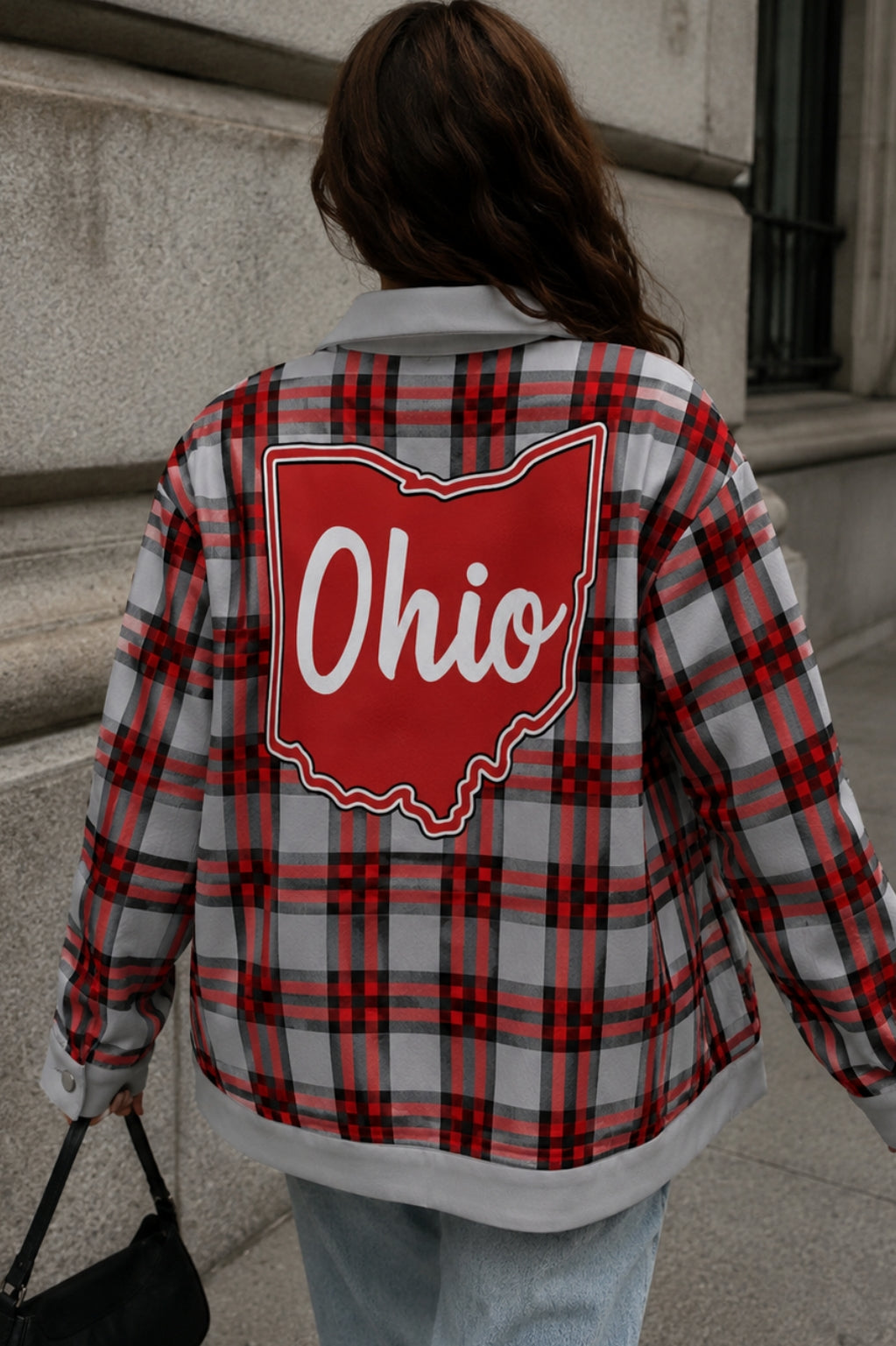 Ohio State - Buckeyes Plaid Game Day Jacket – Red Grey Stadium Style Streetwear for Football Fans streetwear fashion product image 5