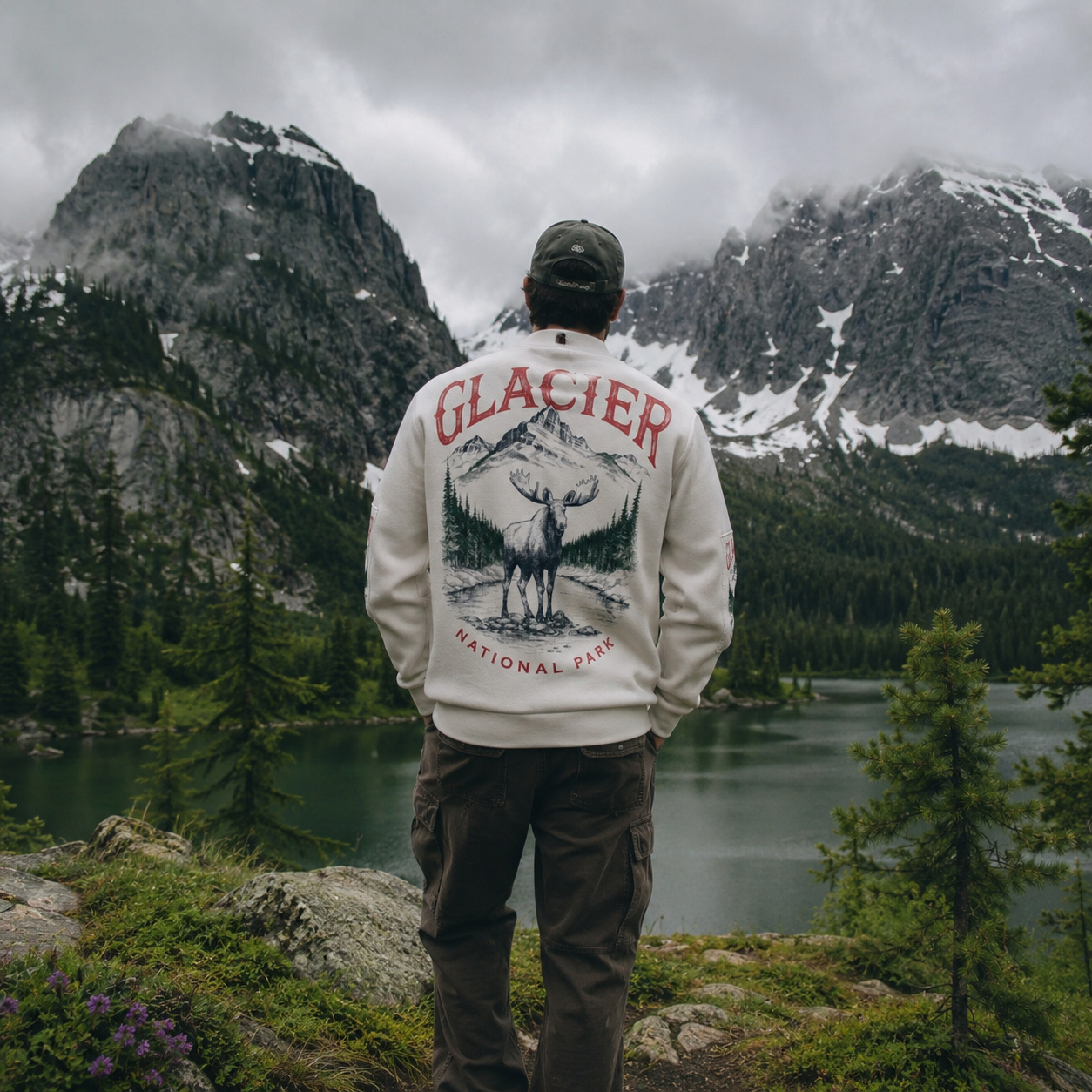 Glacier National Park Moose Mountain Zip-Up Jacket – Vintage Outdoor Adventure Fleece Hoodie