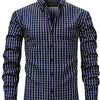 Dark Slate Gray Men'S Long-Sleeve Shirt from [Shule Water OBM] - Featuring a Striped Pattern, Suitable for Business And Casual Wear All Year Round, Machine Washable, Made from Structured Non-Stretch Fabric, with a Button- Front Closure