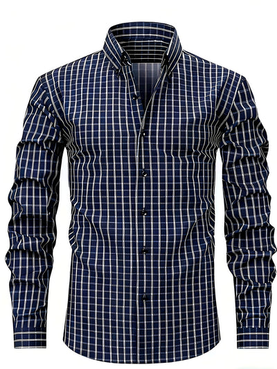 Dark Slate Gray Men'S Long-Sleeve Shirt from [Shule Water OBM] - Featuring a Striped Pattern, Suitable for Business And Casual Wear All Year Round, Machine Washable, Made from Structured Non-Stretch Fabric, with a Button- Front Closure
