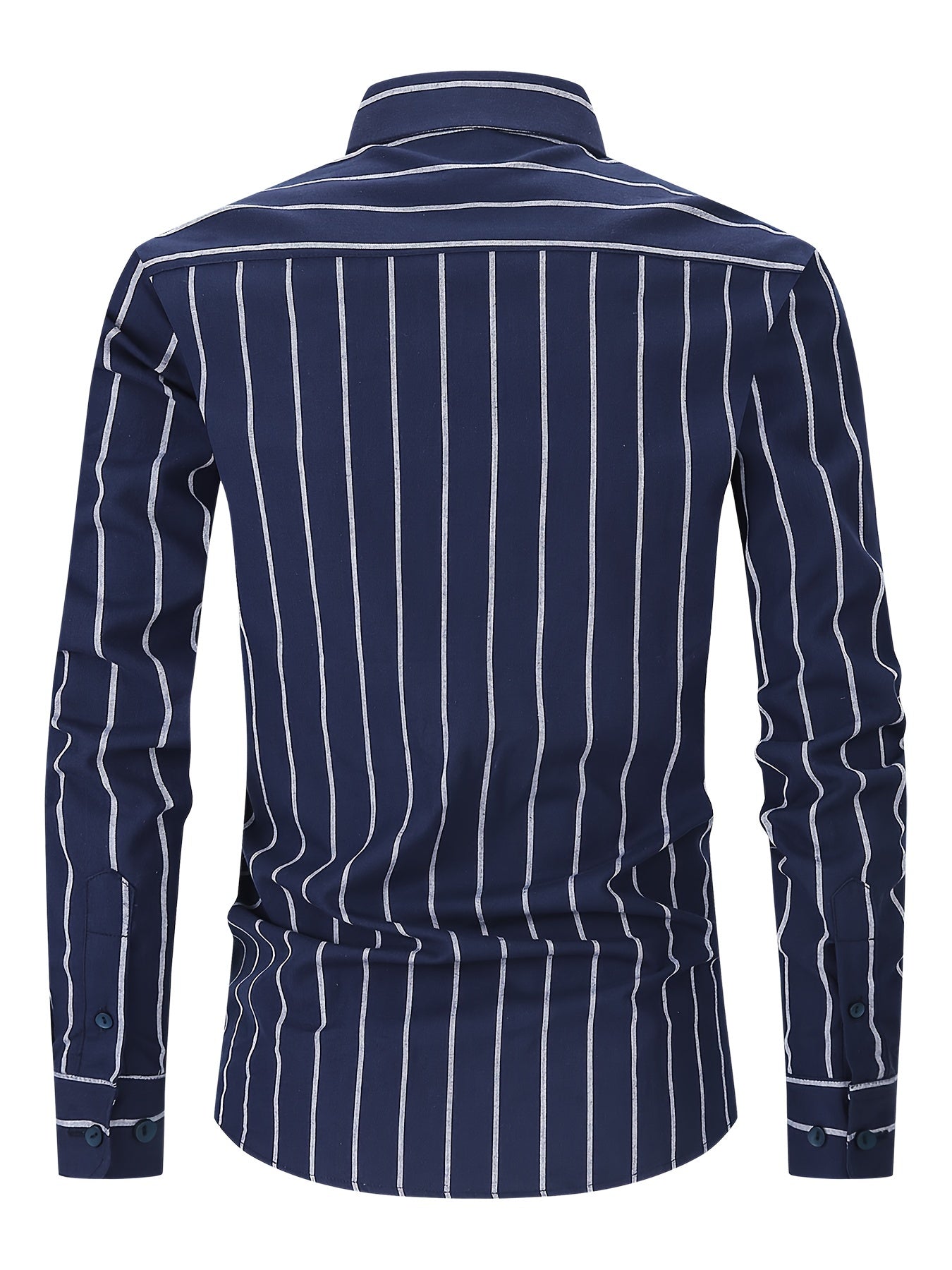 White Smoke Men'S Long-Sleeve Striped Woven Dress Shirt Made of Pure