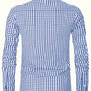 Dark Gray Men's Slim Fit Long Sleeve Shirt - Black & White Classic Plaid Pattern, Business Casual Button-Up Shirt, Machine Washable Summer Office & Formal Wear, Business Casual Wear | Collared Shirt | Stylish Checkered Pattern