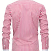 Rosy Brown Men'S Osha Collar Color-Blocked Long-Sleeve Shirt, New 2025 Digital Print Striped Business Casual Fashion, Finely Tailored Regular Fit, Breathable And Comfortable Fabric, Trendy And Unique, Perfect As a Holiday Gift for Men'S