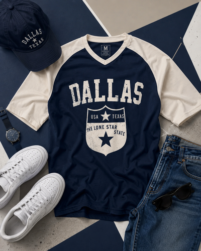 Dallas Texas Lone Star State V-Neck Short Sleeve T-Shirt