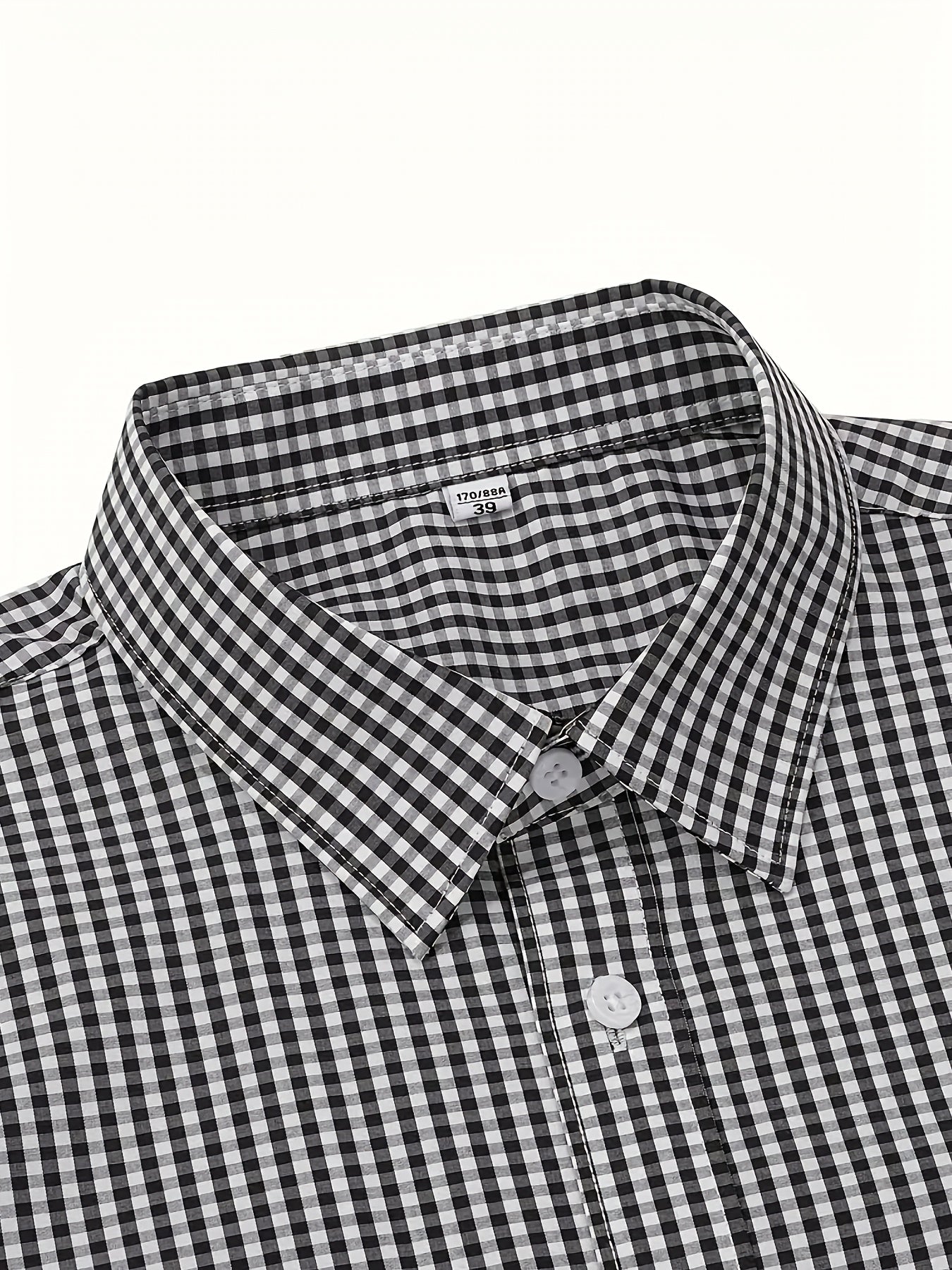 2025 New Cross-Border Spring And Summer Slim-Fit Black And White Checkered Formal Long-Sleeve Shirt for Men