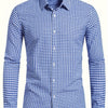 Medium Purple Men's Plaid Button- Shirt, Regular Fit, Long Sleeve, Casual Business Shirt