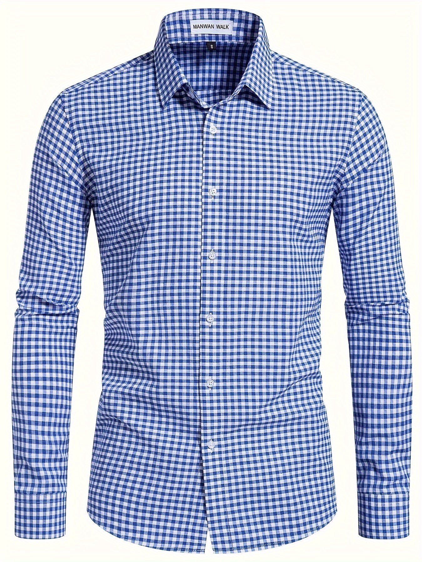 Men's Plaid Button- Shirt, Regular Fit, Long Sleeve, Casual Business Shirt