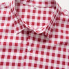 Pink 1pc Printed Plaid Long-sleeve Shirt with Lapel and Button-up Cardigan Style Casual Shirt