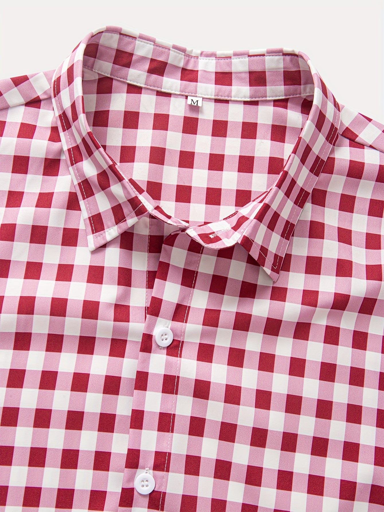 1pc Printed Plaid Long-sleeve Shirt with Lapel and Button-up Cardigan Style Casual Shirt