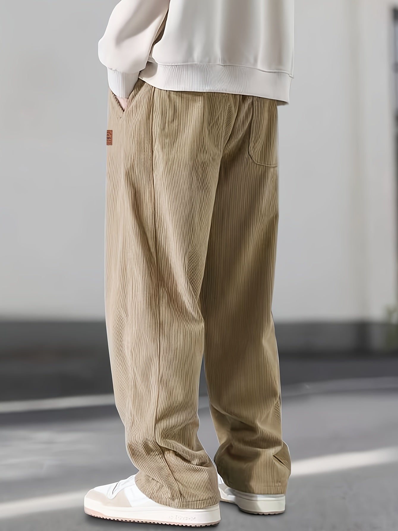 Men'S Corduroy Straight-Leg Pants | Drawstring Waist, Belt Closure, Comfortable And Versatile, Ideal For Fall/Winter